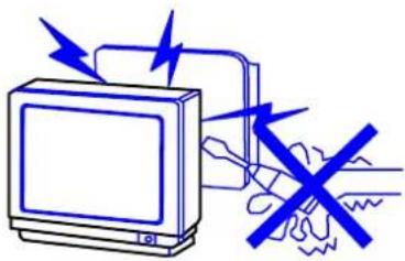 Illustration of a vintage CRT monitor connected to a device with a crossed-out hand and lightning bolts (no text or symbols)