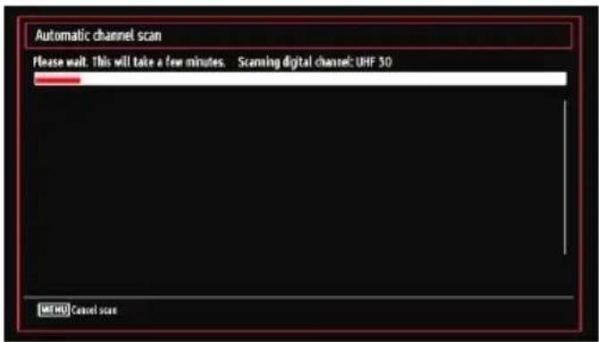 Automatic channel scan Please wait. This will take a few minutes. Scanning digital channel: UHF 30 OK/Cancel scan
