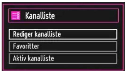 Kanalliste Rediger kanalliste Favoritter Aktiv kanalliste