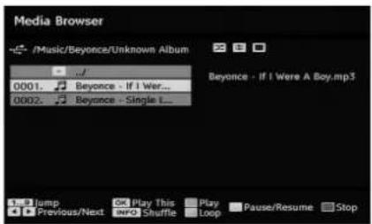 Media Browser /Music/Beyonce/Unknown Album 0001. Beyonce - If I Wer... 0002. Beyonce - Single L... Beyonce - If I Were A Boy.mp3 Jump Play This Play Pause/Resume Stop Previous/Next Info Shuffle Loop