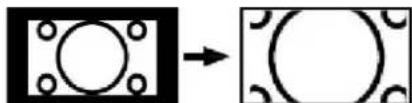Diagram showing a square with a circle inside and a circular frame with corner holes, connected by an arrow (no text or symbols)