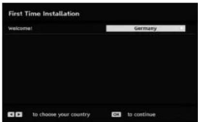First Time Installation Welcome! Germany to choose your country OK to continue