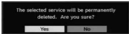 The selected service will be permanently deleted. Are you sure? Yes No