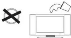 Simple line drawing of a monitor, a cross symbol, and a hand holding a paper (no text or symbols)