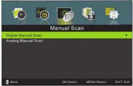 Manual Scan Digital Manual Scan Analog Manual Scan Move OK:Select MENU:Return EXIT:Exit