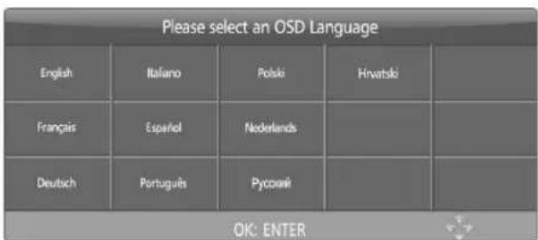 Please select an OSD Language English Italiano Polski Hrvatski Français Español Nederlands Deutsch Portugues Pyp Czech OK: ENTER