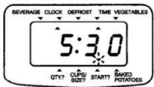 BEVERAGE CLOCK DEFROST TIME VEGETABLES 5:30 QTY? CUPS/ SIZE? START? BAKED POTATOES
