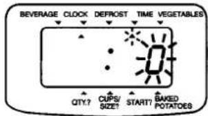 BEVERAGE CLOCK DEFROST TIME VEGETABLES QTY.? CUPS/ START? BAKED POTATOES SIZE? SIZE?