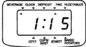 BEVERAGE CLOCK DEFROST TIME VEGETABLES 1:15 QTY? CUPS/ SIZE? START? BAKED POTATOES