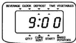 BEVERAGE CLOCK DEFROST TIME VEGETABLES 9:00 QTY.? CUPS/ SIZE? START? BAKED POTATOES