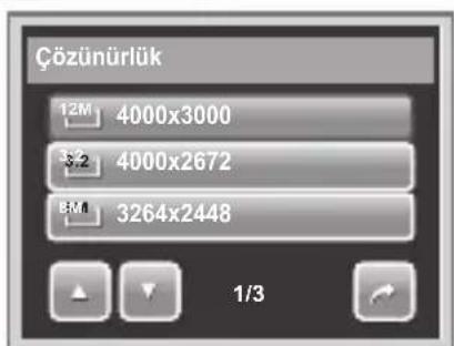Çözünürlük 12M 4000x3000 3.2 4000x2672 BM 3264x2448 1/3