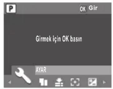 OK Gir Girmek için OK basın AYAR