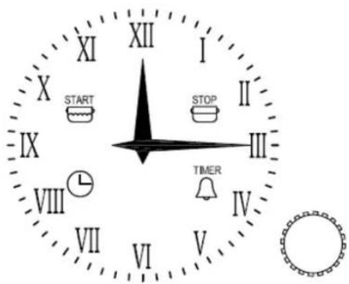 XI X START IX VIII VII XII I STOP II III IV V TIMER