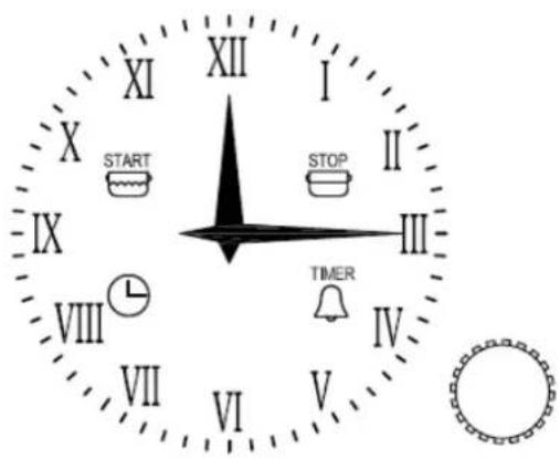 XI X START IX VIII VII XII I STOP II III IV V TIMER