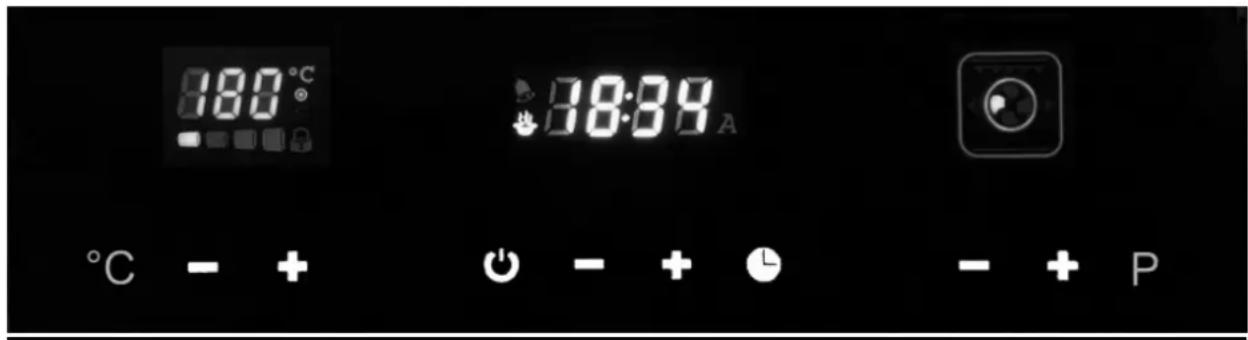 180°C 18:34 A °C - + ⏻ - + ⏻ - + P