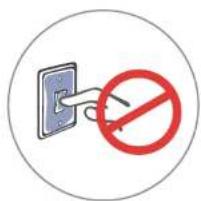 Safety warning symbol showing a wall-mounted switch with a red prohibition sign
