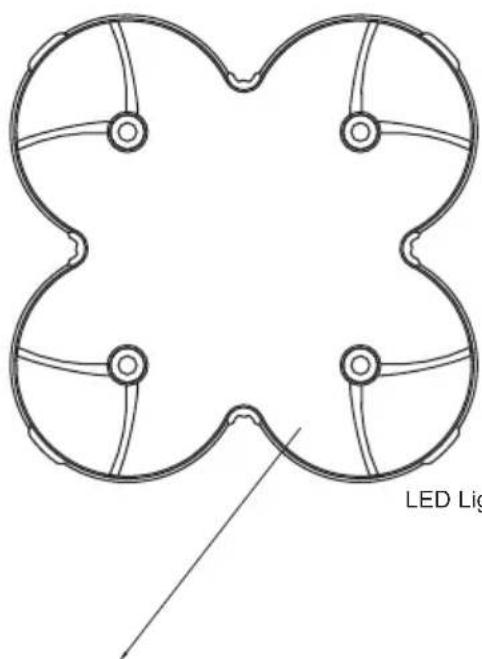 Symmetrical abstract diagram with four petal-like shapes and radial connections, labeled 'LED Light' at bottom right (no other text or symbols)