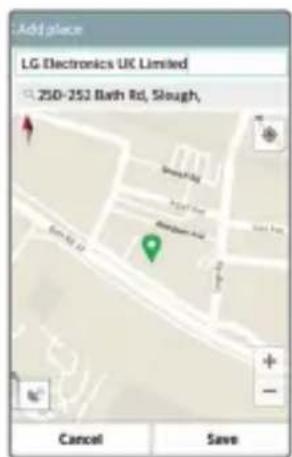 Add place LG Electronics UK Limited 250-252 Bath Rd, Slough, Cancel Save