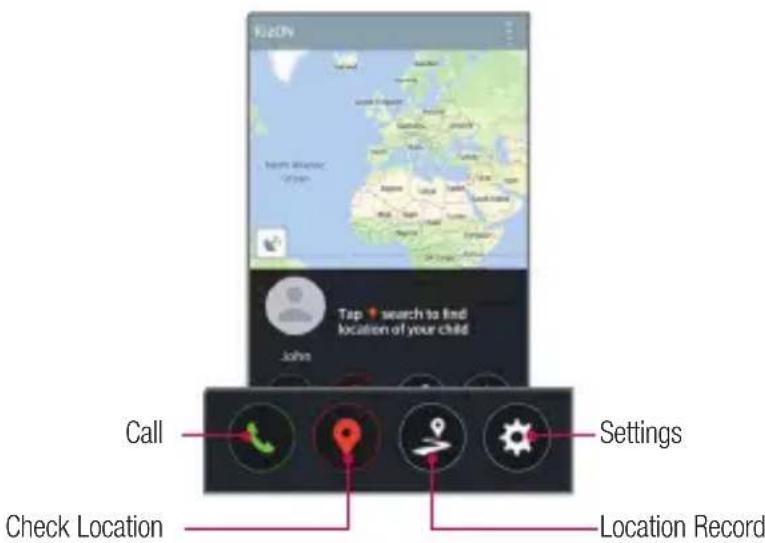 Map Tap + search to find location of your child John Call Settings Check Location Location Record
