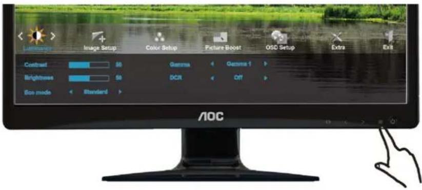 Lightning Image Setup Color Setup Picture Boost OSD Setup Extra Exit Contrast 80 Gamma Gamma 1 Brightness 50 DCR Off Sox mode Standard AOC