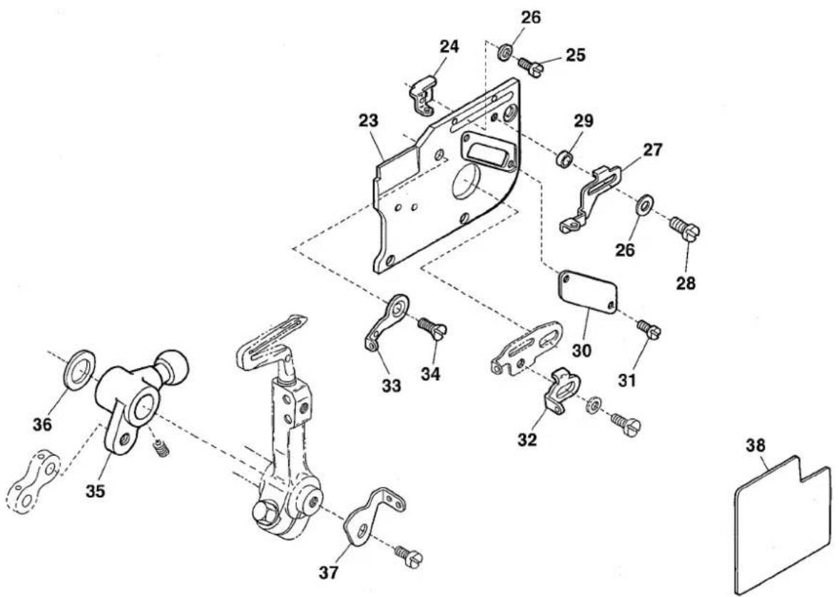 Exploded view diagram of a mechanical assembly with numbered parts for identification