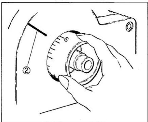 Line drawing of a hand holding a mechanical component with a dial indicator (no text or symbols)
