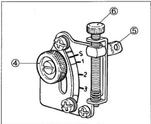 Technical diagram of a mechanical clamp or spring device with numbered parts labeled ④, ⑤, and ⑥.