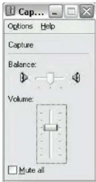 Cap... Options Help Capture Balance: Volume: Mute all