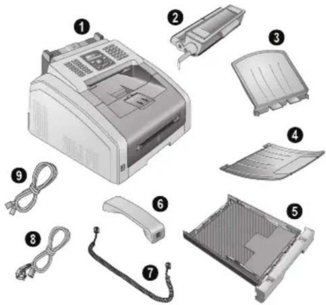 Exploded view diagram of a printer with numbered parts for identification and assembly reference.