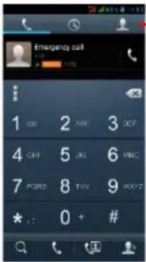 Emergency call 1 00 2 ARE 3 DEF 4 CHI 5 OK 6 VNO 7 POS 8 TUY 9 VOYZ * : 0 + # Q X Y Z
