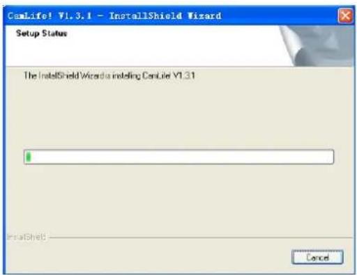 CamLife! V1.3.1 - InstallShield Wizard Setup Status The InstallShield Wizard is installing CamLife V1.3.1 InstallShield Cancel