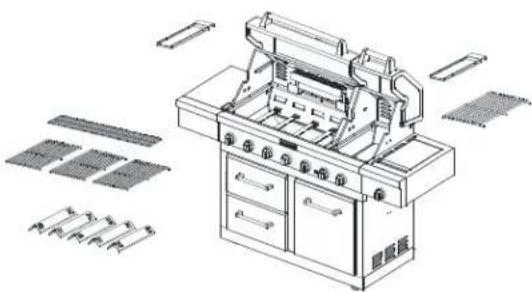 Technical line drawing of a mechanical device with multiple compartments and mounting brackets (no text or symbols)