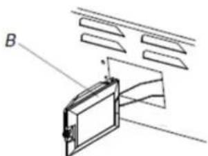 Diagram of a device with labeled component B and directional arrows indicating flow or movement (no text or symbols present)