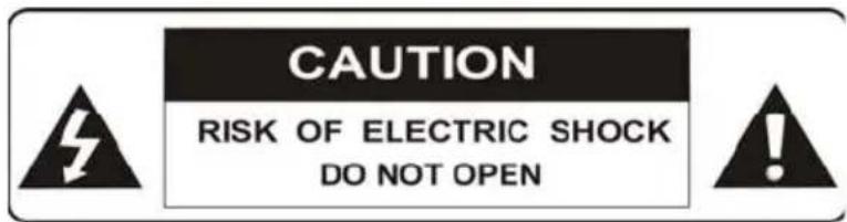 CAUTION RISK OF ELECTRIC SHOCK DO NOT OPEN
