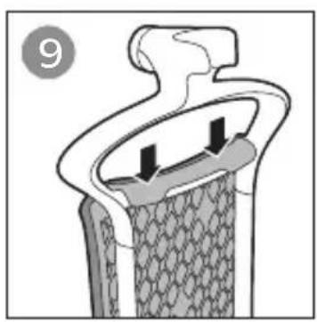 Cross-sectional diagram of a mechanical or biological structure with internal channels and arrows indicating flow or movement (no text or symbols)
