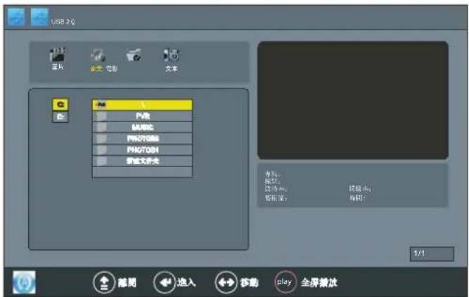USB 2.0 文件 电影 文本 File PVR M模块 PHG/7568 PHG/T08H 新建文件夹 导出: 输出: 注释: 预览: 1/1 重置 进入 移动 play 全屏播放