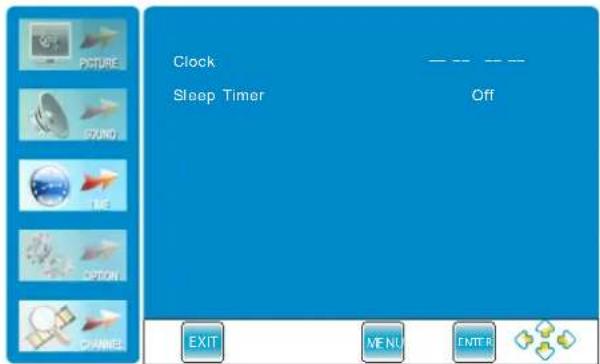 Picture Clock Sleep Timer Off EXIT MENU ENTER