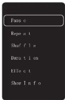 Pause c Repeat t Shuffle Duration EITect Show Info