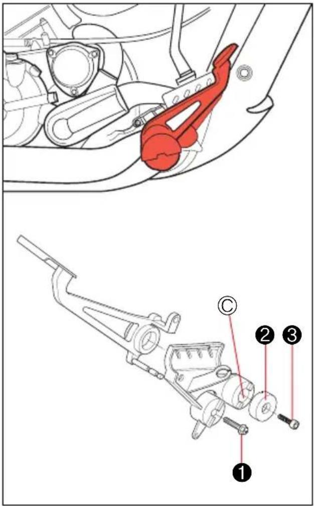 Technical diagram showing mechanical assembly with labeled parts and a highlighted red component