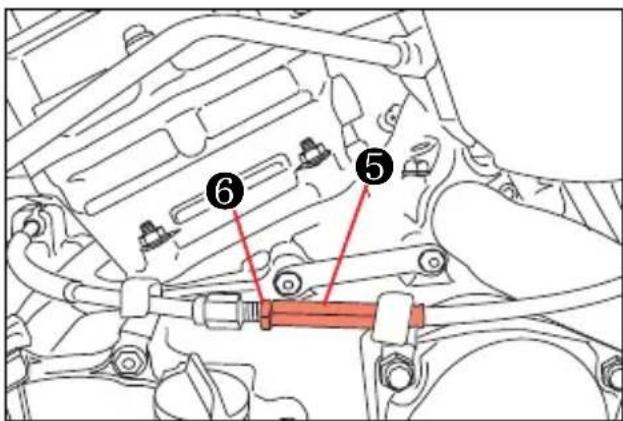 Technical diagram of a mechanical assembly with numbered components, likely for assembly or maintenance reference.