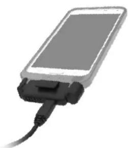 Illustration of a smartphone with attached USB cable (no text or symbols visible)