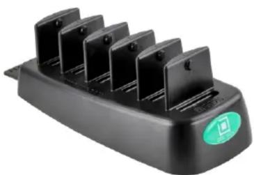 Black rectangular battery pack with five vertical slots and a green circular logo on the side (no text or symbols visible)