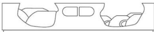 Simple line drawing of two bowl-shaped objects with no text or symbols