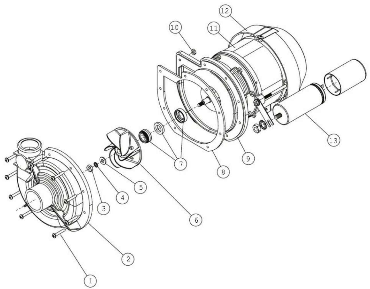 Technical diagram of a mechanical assembly with numbered components for identification