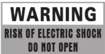WARNING RISK OF ELECTRIC SHOCK DO NOT OPEN