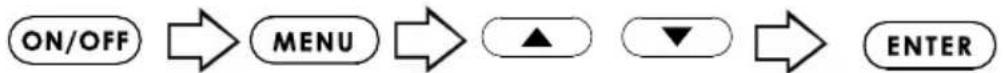 graph LR A["ON/OFF"] --> B["MENU"] B --> C["▲"] C --> D["▼"] D --> E["ENTER"]