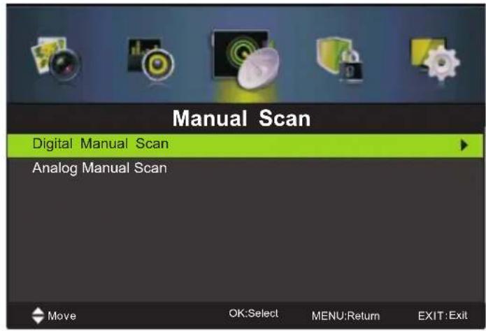 Manual Scan Digital Manual Scan Analog Manual Scan Move OK:Select MENU:Return EXIT:Exit
