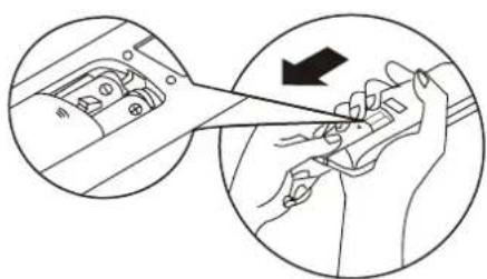 Illustration of a hand holding a tool with a black arrow indicating direction (no text or symbols present)