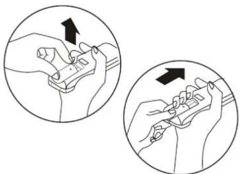Two circular diagrams showing hand positioning and tool manipulation, with arrows indicating direction (no text or symbols)