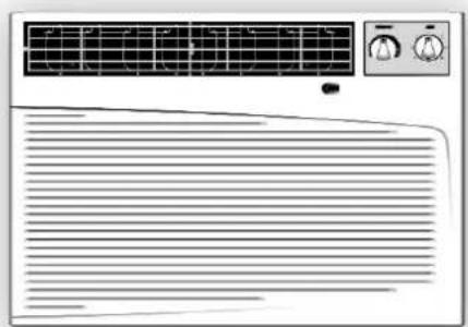 Front view of an air conditioner unit with a solar panel and control panel (no text or symbols visible)